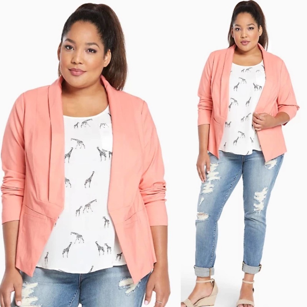Torrid Cut Away Blazer Womens 1X Peach